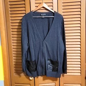 Lane Bryant Dark Grey Sweater with Leather Pockets